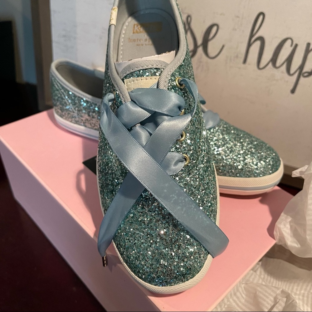 Worn one time!Kate Spade Blue Glitter Keds